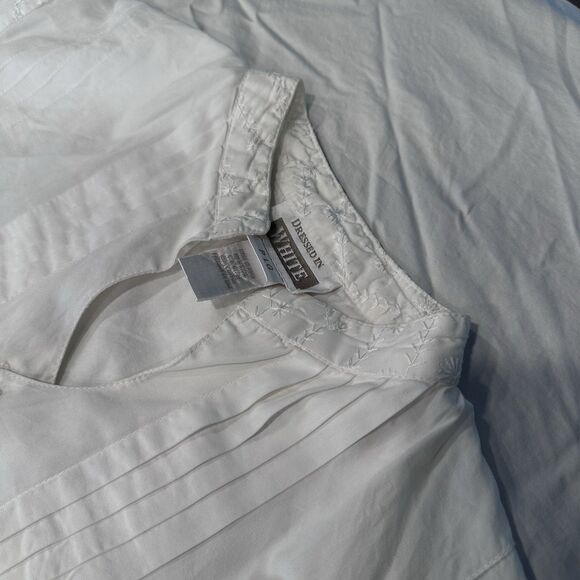 White Elegance Temple Dress Wedding Modest Church Maxi Bottom back Medium PLG - Picture 14 of 16